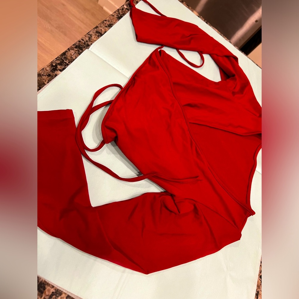 Red wrap top